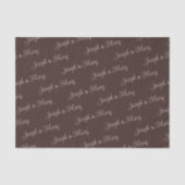 Deep Espresso Brown & Soft Latte Script Wedding ☕ 薄葉紙 (正面)