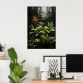 Deep Forest Fern And Mushrooms, Woodland Moody ポスター (ホームオフィス)
