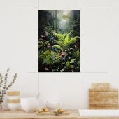 Deep Forest Fern, Woodland Moody Wall Print, Dark ポスター (キッチン)