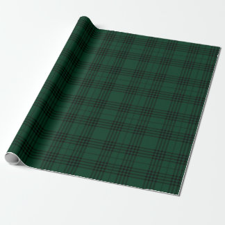  Deep Forest Green and Black Tartan ラッピングペーパー
