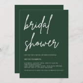 Deep Forest Green Modern Bridal Shower Invitation 招待状 (正面/裏面)