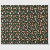 Deep Forest Green Nordic Christmas Tree Pattern ラッピングペーパー (フラット)