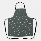 Deep Forest Japanese Pink Tulip Floral Pattern エプロン (正面)