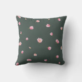 Deep Forest Japanese Pink Tulip Floral Pattern クッション (裏面)