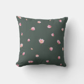 Deep Forest Japanese Pink Tulip Floral Pattern クッション (正面)