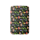 Deep Forest Magic: Colorful Mushrooms on Black バスマット (正面縦)