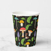 Deep Forest Magic: Colorful Mushrooms on Black 紙コップ (右)