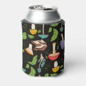 Deep Forest Magic: Colorful Mushrooms on Black 缶クーラー (缶裏面)