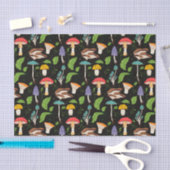 Deep Forest Magic: Colorful Mushrooms on Black 薄葉紙 (クラフト)