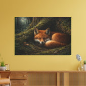 Deep Forest Slumber | Fox Art | Stretched Canvas キャンバスプリント (インサイチュ (リビング))