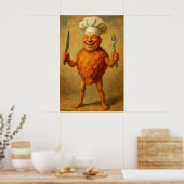 「Deep Fried Dreams」ユーモラスな肖像画 ポスター (キッチン)