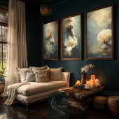 Deep Grace Golden Betta Fish Teal Oil Art 薄葉紙