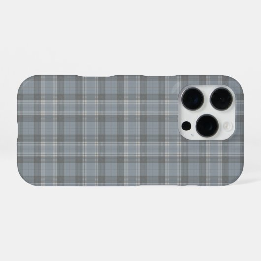 Deep Gray-Blue and Soft Gray Plaid iPhoneケース (裏面横)