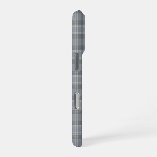 Deep Gray-Blue and Soft Gray Plaid iPhoneケース (右側面)