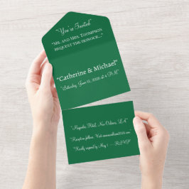Deep Green All In One Wedding Invitation – Modern オールインワン招待状