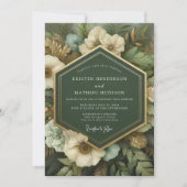 Deep Green Botanical Opulence Wedding 招待状 (正面)