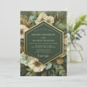 Deep Green Botanical Opulence Wedding 招待状 (スタンド正面)