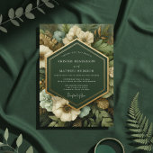 Deep Green Botanical Opulence Wedding 招待状