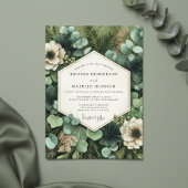 Deep Green Botanical Whimsy Wedding 招待状