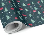 Deep Green Christmas Trees Perfect Gift ラッピングペーパー (ロールコーナー)