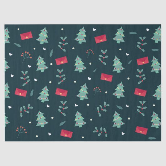 Deep Green Christmas Trees Perfect Gift 薄葉紙 (正面)