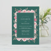 Deep Green Floral Bloom Wedding 招待状 (スタンド正面)