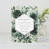 Deep Green Floral Opulent Wedding 招待状 (スタンド正面)