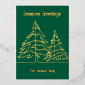 Deep Green & Gold Graphic Christmas Tree Minimal   箔シーズンカード (正面)
