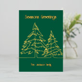 Deep Green & Gold Graphic Christmas Tree Minimal 箔シーズンカード (立ち正面)