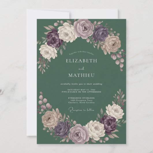 Deep Green Magnificent Woodland Wedding 招待状 (正面)