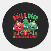 Deep In Christmas Srit Funny Ornament  ラウンドシール (正面)