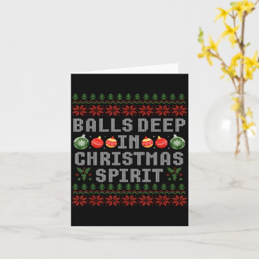 Deep In The Christmas Srit Couples Ugly Matching  カード (黄色い花)