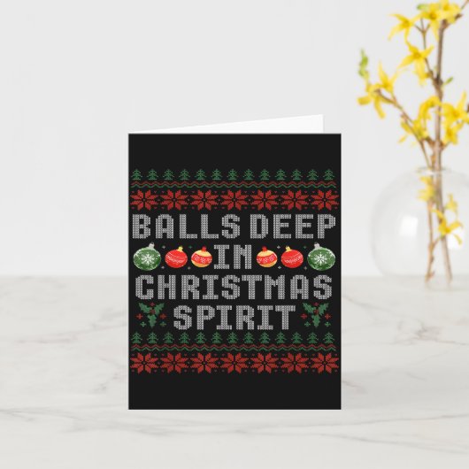 Deep In The Christmas Srit Matching Couples Ugly  カード (黄色い花)