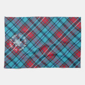 Deep Indigo, Aqua, Red & Shades of Blue Plaid キッチンタオル (横)