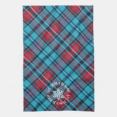 Deep Indigo, Aqua, Red & Shades of Blue Plaid キッチンタオル (縦)