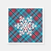 Deep Indigo, Aqua, Red & Shades of Blue Plaid スタンダードカクテルナプキン (正面)