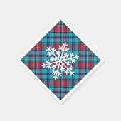 Deep Indigo, Aqua, Red & Shades of Blue Plaid スタンダードカクテルナプキン (角)