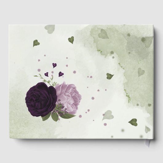 deep & light purple flowers greenery ゲストブック (裏面)