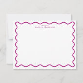 Deep Magenta Modern Wavy Border Note Card 招待状 (正面)