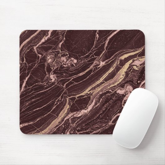 Deep Marble Red Contemporary Aesthetic Look マウスパッド (マウス)