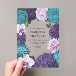 Deep Marine、Slate Orchid & Cloud Lilac ウェディング アクリル招待状