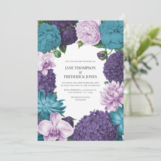 Deep Marine, Slate Orchid & Cloud Lilac Wedding 招待状 (スタンド正面)