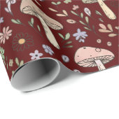 Deep Maroon Fungi Seamless Gothic Dark Academia  ラッピングペーパー (ロールコーナー)