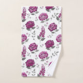 Deep Mauve flowers modern decorative bathroom bath バスタオルセット (ハンドタオル)