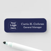 Deep Navy Blue & White Name Tag Design 名札 (インサイチュ)