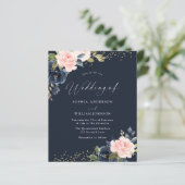 Deep Navy & Blush Budget Wedding Invitation (スタンド正面)