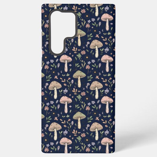 Deep Navy Fungi Seamless Pattern Moody Samsung Galaxyケース (裏面)
