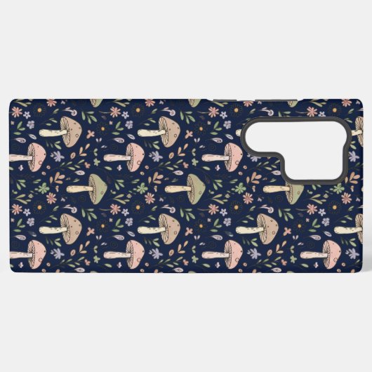 Deep Navy Fungi Seamless Pattern Moody Samsung Galaxyケース (裏面横)