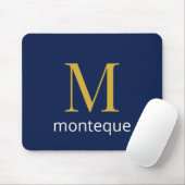 Deep Navy Gold Monogram Personalized Name Luxury  マウスパッド (マウス)