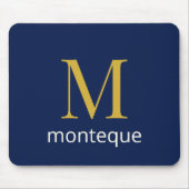 Deep Navy Gold Monogram Personalized Name Luxury  マウスパッド (正面)
